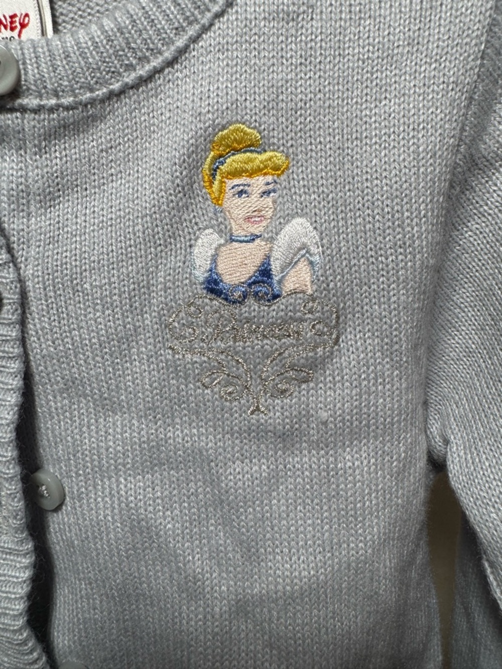 Disney Light Blue Cinderella Embroidered Girls Cardigan Sweater | 4T - Picture 2 of 7